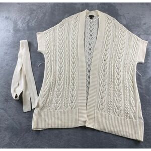 Torrid Ivory Cable Knit Pointelle Short Sleeve Belted Cardigan‎ Sweater 00/0